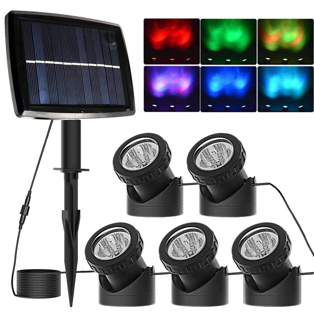 Solar Pond Solar Spot Light IP68 Waterproof Underwater Landscape Color Changing Waterfall Light Garden Fountain Pool Light LED