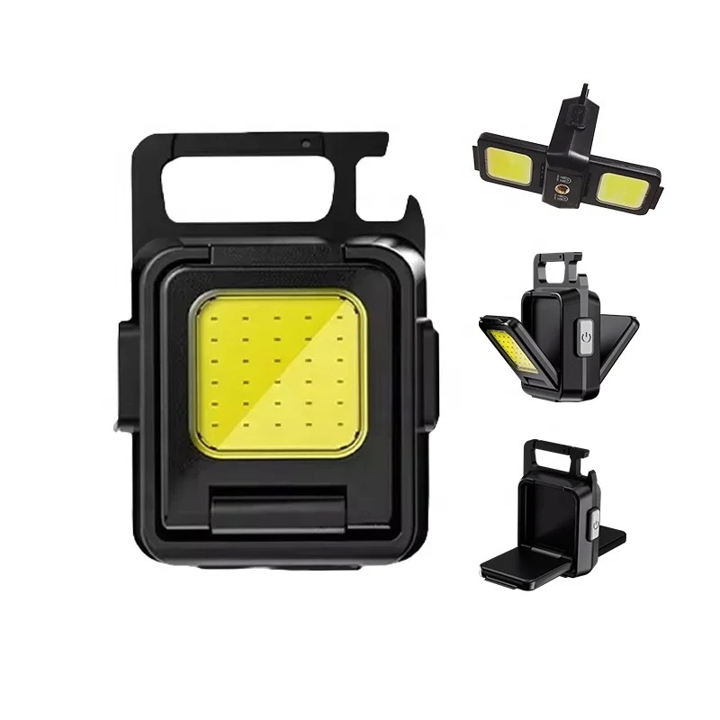 Mini Double COB Portable LED Torch Outdoor Keychain Flashlight Type-C Torches Work Light Touch Light