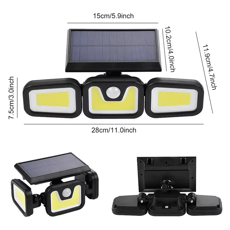 3 Head Rotatable Solar Light