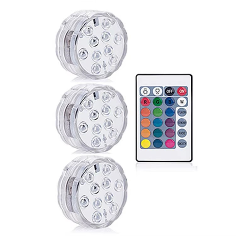 Flashing Pool Light RGB Remote Control Aquarium IP68 Waterproof Battery Operated Super Bright Fountain Submersible LED Lights