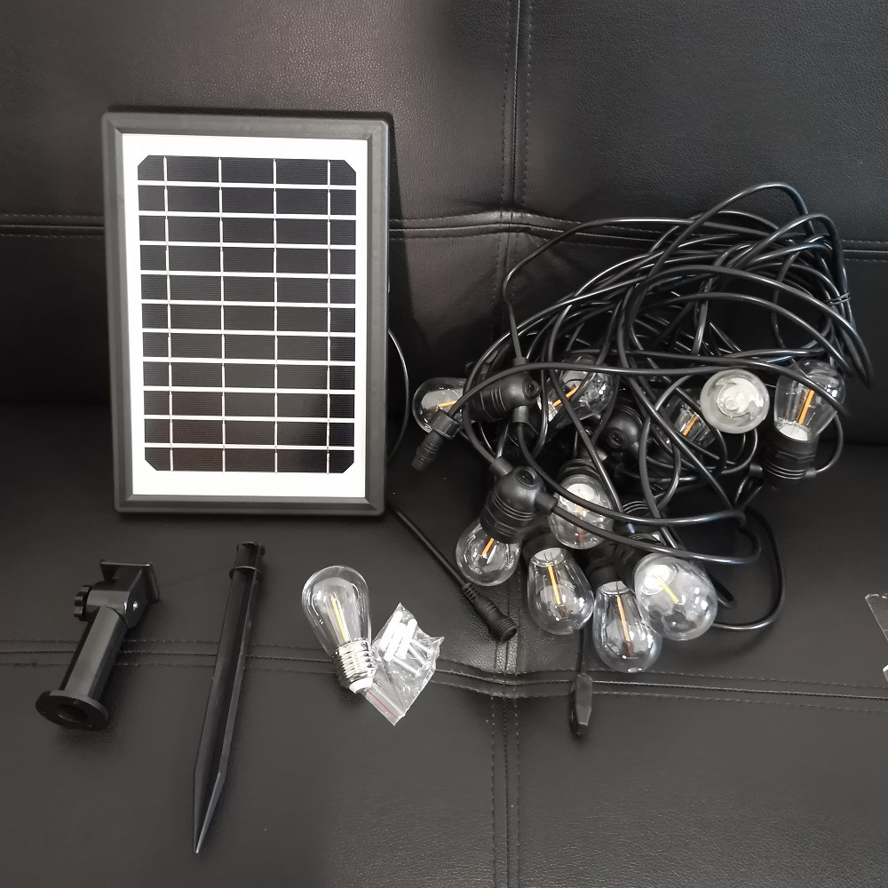 6W 15LED S14 Solar Filament String Lights E27 LED Retro Edison Filament Bulb Outdoor Garden Patio Holiday Wedding Light String