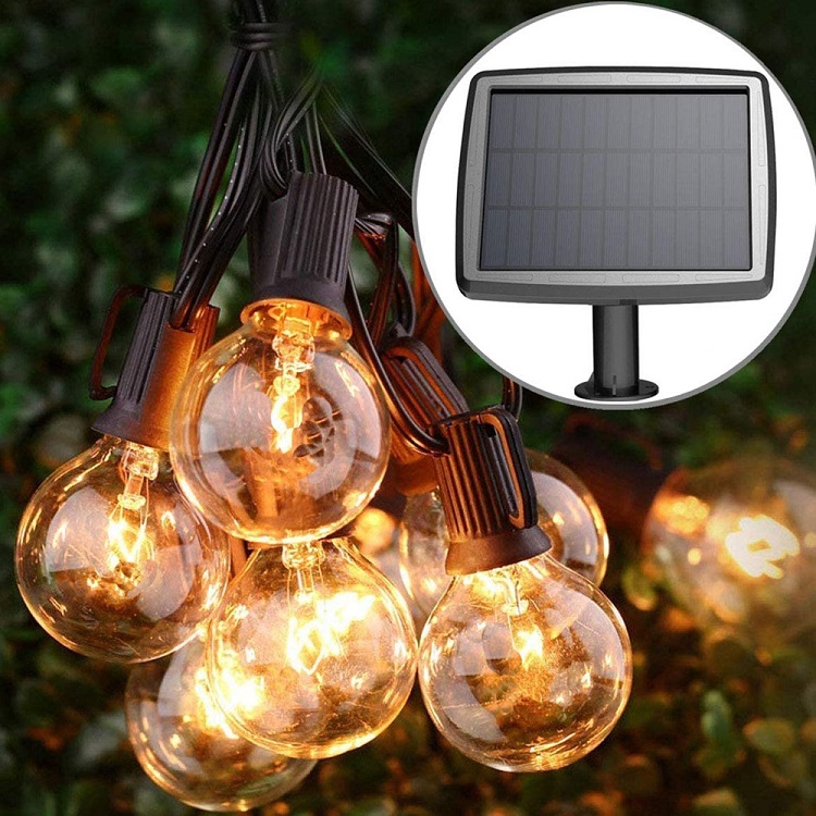 Commercial Grade 48 FT Edison Vintage Solar Outdoor String Lights G40 Heavy-Duty Decorative Bulbs Plastic 10m Bulbs Glass G40