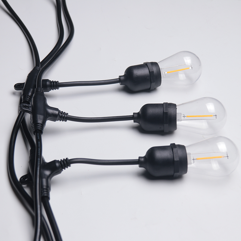 Shatterproof 15 Led Vintage Edison Bulbs Custom S14 Solar Copper Aluminum Wire String Light for Patio Garden