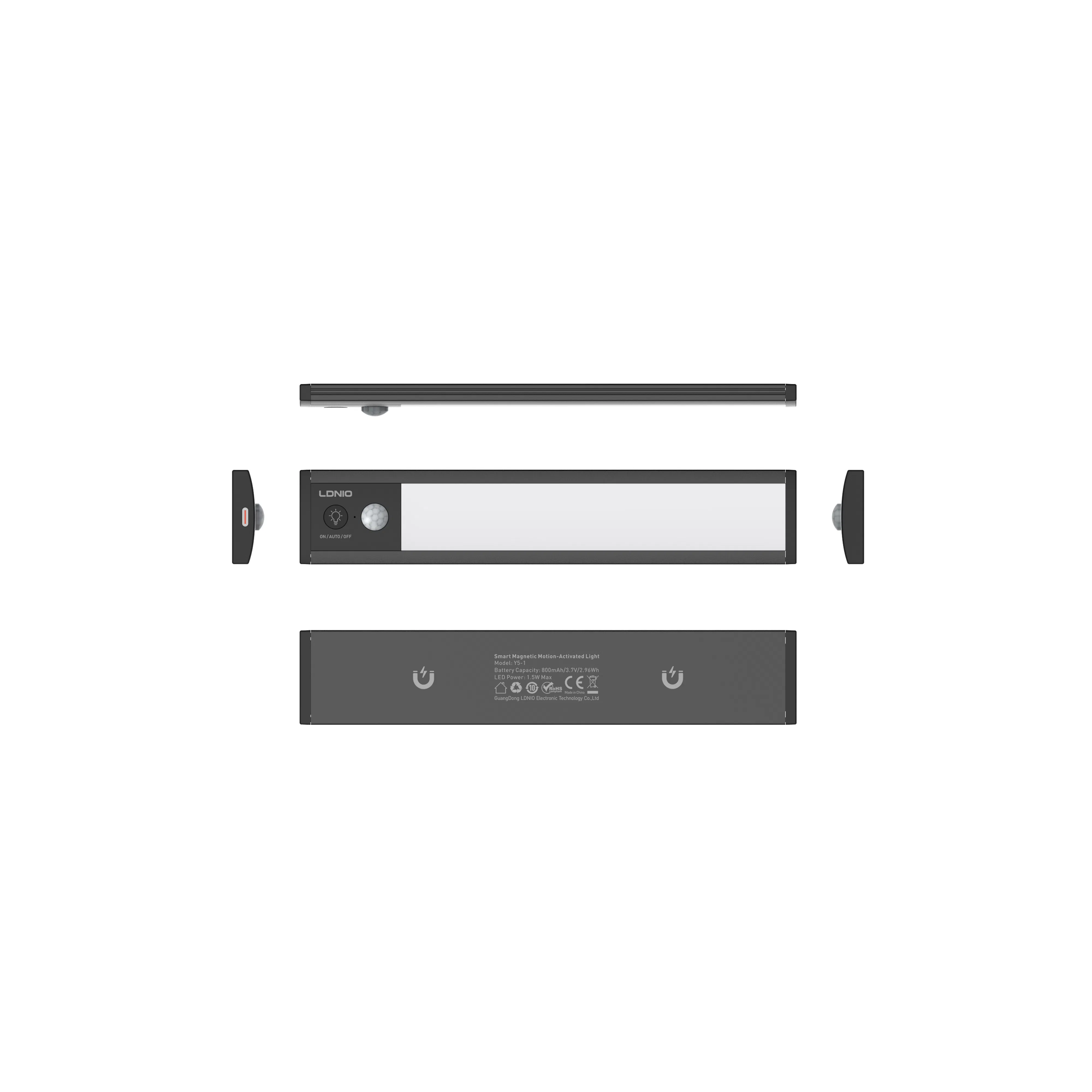 Ldnio Y5-1 Modern Fashionable Indoor LED Cabinet Light Slim Motion Sensor with Rechargeable Battery