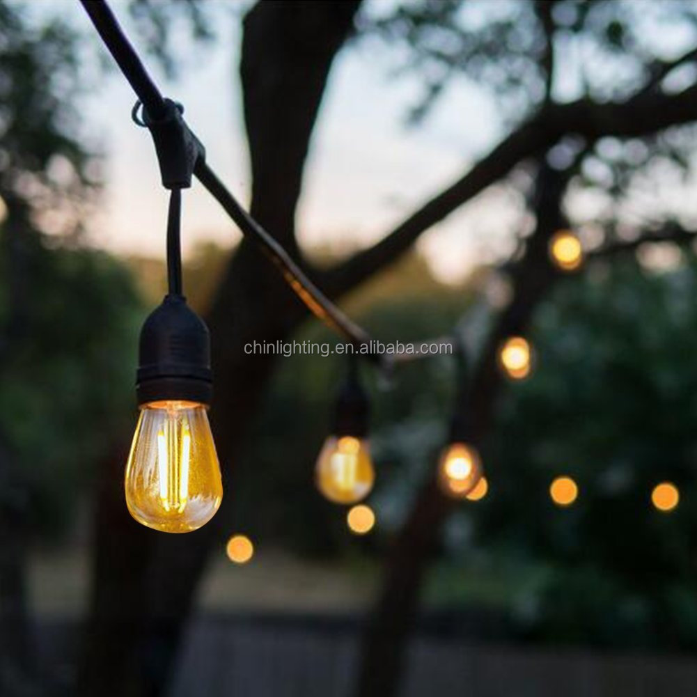 High Quality IP65 Waterproof Warm White Solar Powered 48FT String Lights Vintage Edison Bulb Style for Birthday Parties