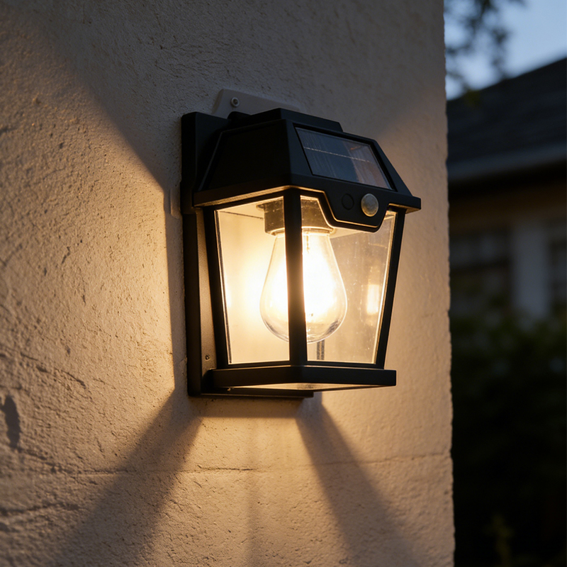 Solar LED Motion Sensor Wall Light Outdoor Waterproof Vintage Lantern for Patio Garden Fence
