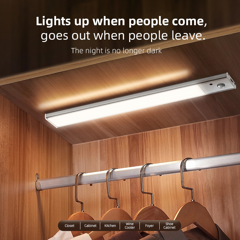 Ultra-Thin LED Motion Sensor Light Modern Design Aluminum Strip for Indoor Lighting for Kitchen Cabinets Closets Bathrooms