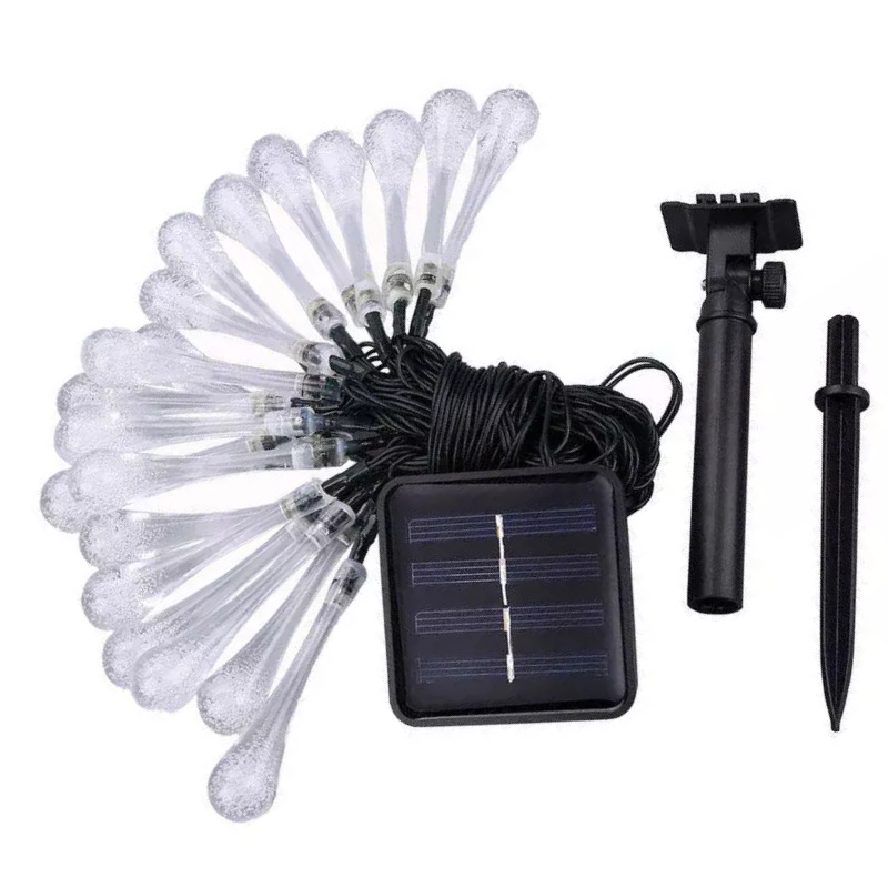 Solar LED Drip String Lights Creative Outdoor Patio Garden Waterproof Christmas Light Strings for Garden Christmas Decorations