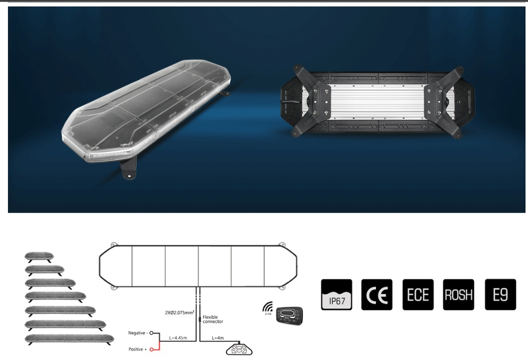 ECE R65 R10 Wireless Control LED Strobe Lightbar Light Bar Recovery Tow Truck Wrecker Light Bar Truck Amber LED Strobe Beacon