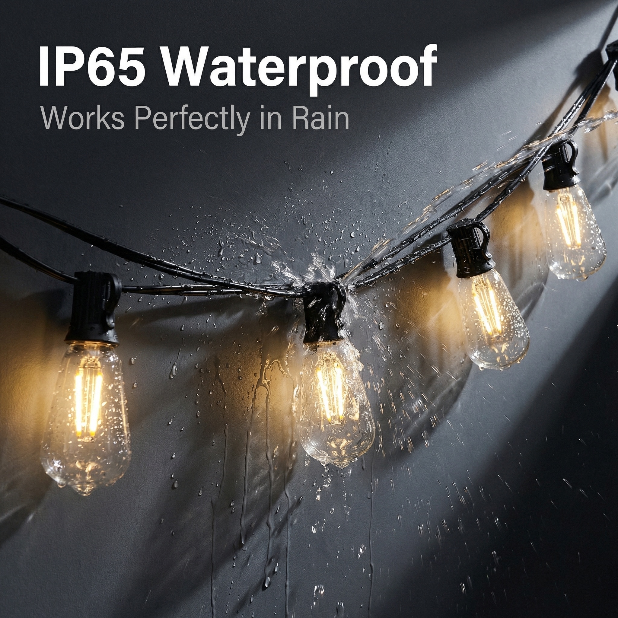 IP65 Waterproof LED Outdoor Edison Bulb ST38 String Lights Commercial Grade Patio Lights for Backyard Garden Wedding Party