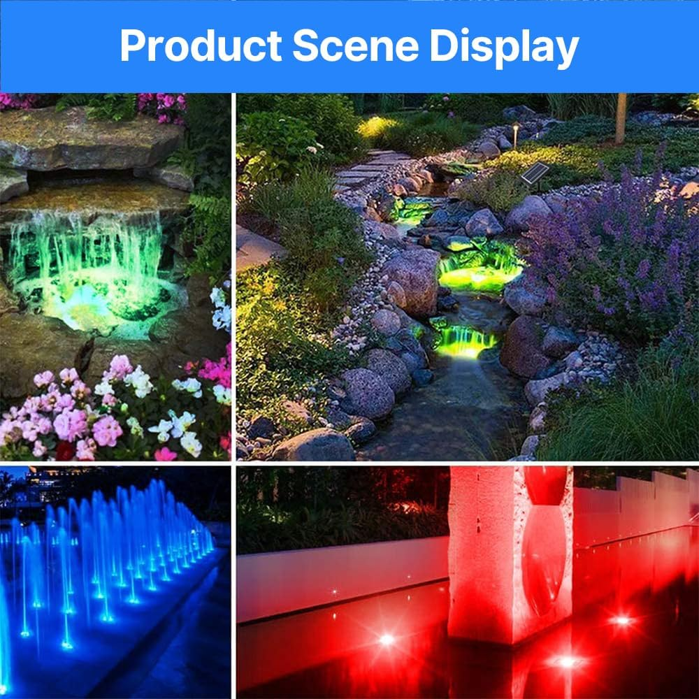 RGB Solar Pond Lights 5 LED Heads Waterproof Submersible for Garden Fountain Pool Decoration