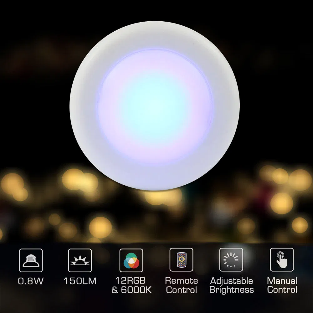 LED RGB Color Cabinet Wireless Lights Battery Operated Puck Light with Remote Control