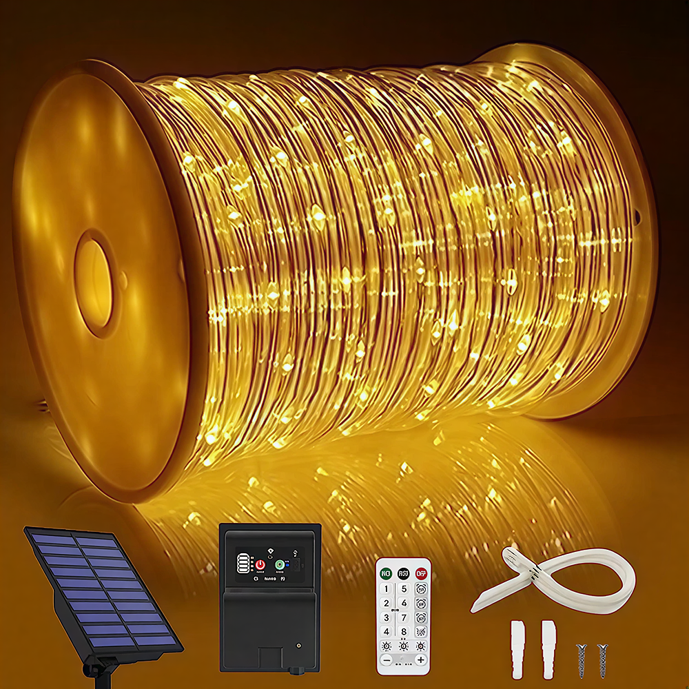Solar Copper Wire String Lights Outdoor LED Tube Fairy Lights Waterproof for Garden Landscape Party Commercial Projects Decor