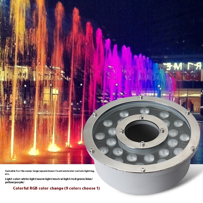 Underwater LED Fountain Underwater Light Stainless Steel IP68 Submersible RGB Low Voltage 12V24V Garden Villa Pool Light
