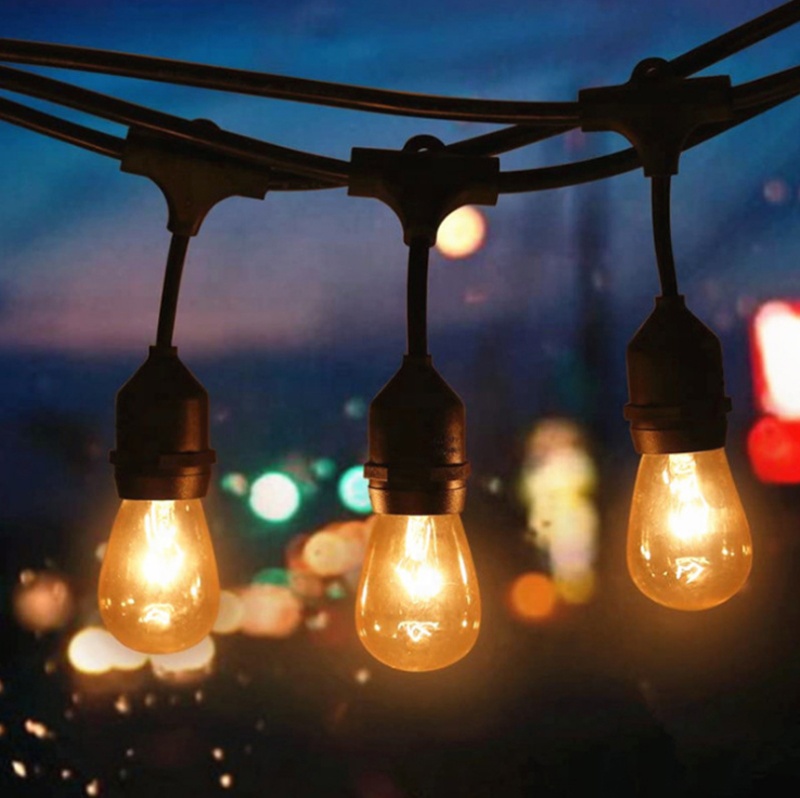 Waterproof Solar Powered Outdoor String Lights Vintage Edison Bulbs Create Bistro Ambience on Patio Commercial Grade