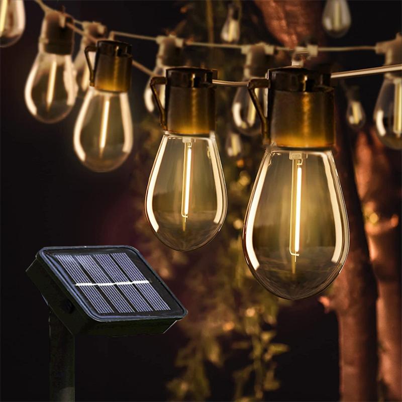 Garden Solar Light Garland Bulb Edison String Lights Retro Glass Outdoor Waterproof Party Christmas Decoration Fairy Lamp