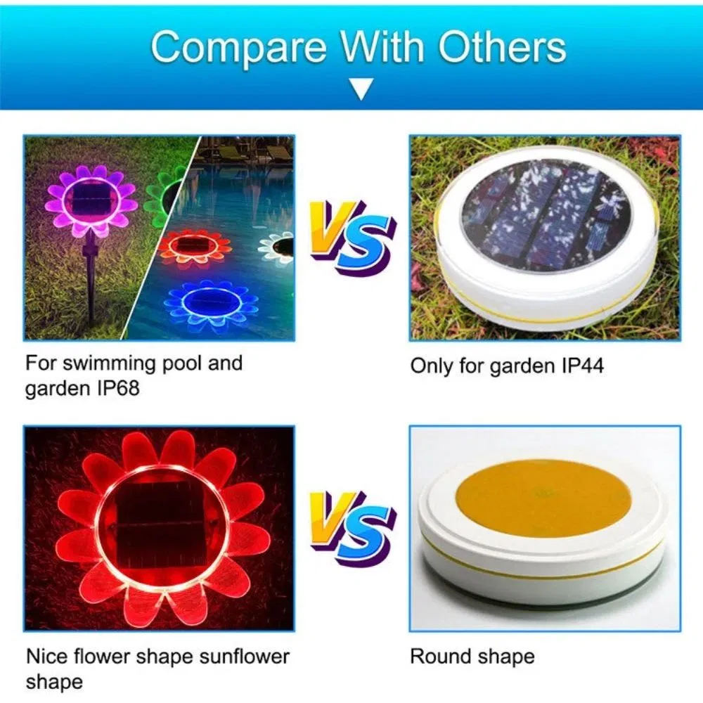 Waterproof Solar Powered Floating Swimming Pool Lights Sunflower Shape Ci24787