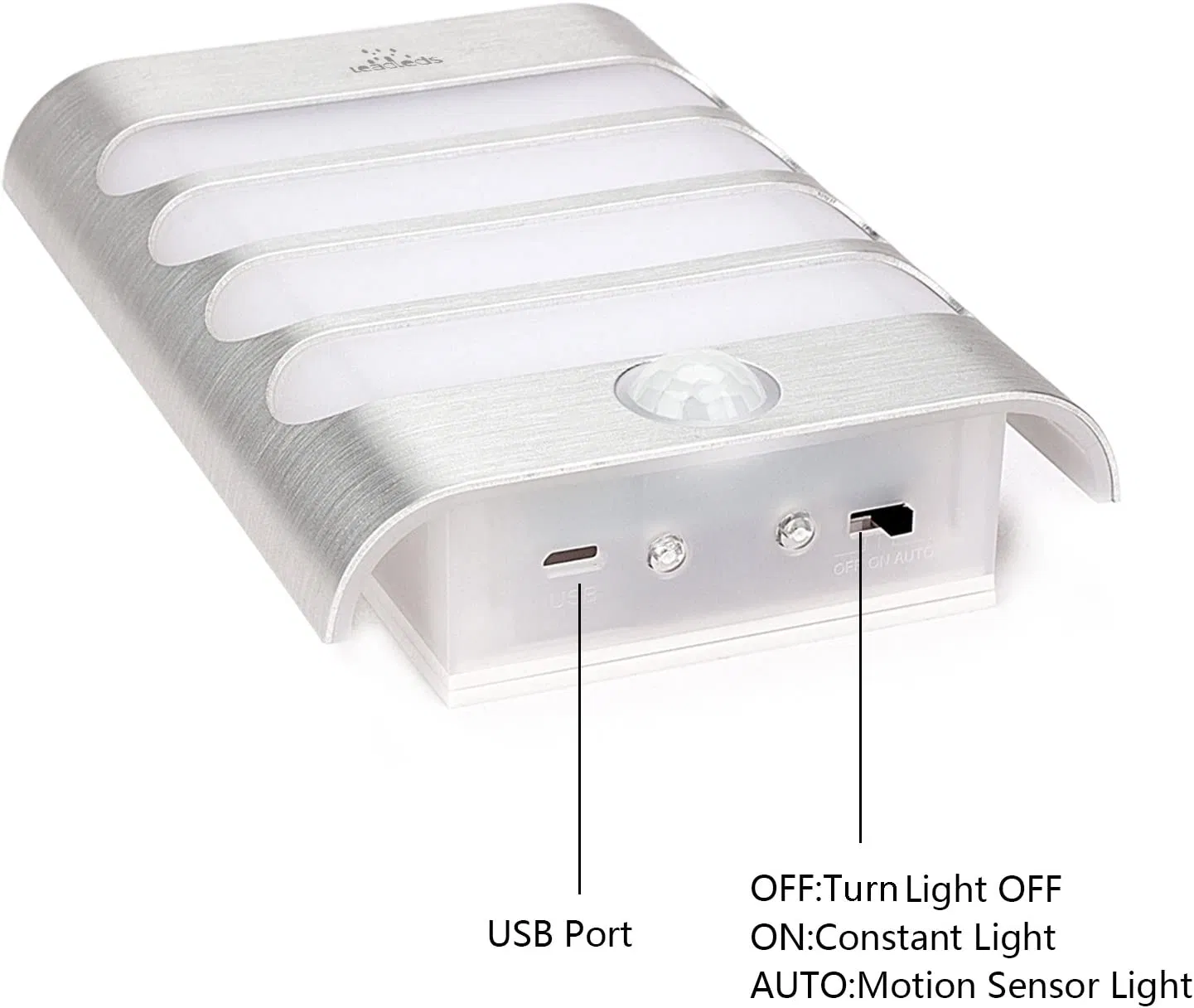 Aluminum Stick Anywhere Bright Motion Sensor LED Wall Sconce Night Light Battery Operated, Auto on/off for Hallway, Closet