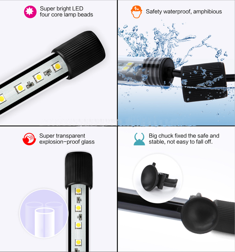 9W Submersible LED Aquarium Light Under Water for Fish Plants