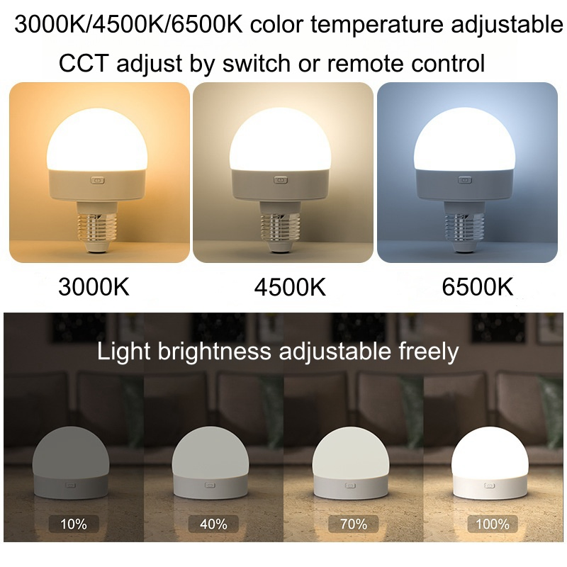 LED Battery Operated Light Smart Rechargeable Remote Control E27 Bulb