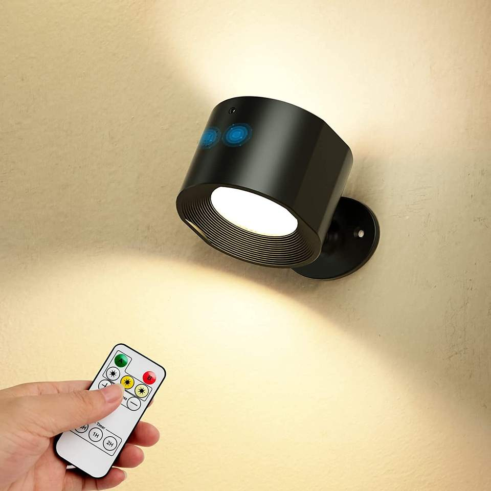 360 Rotation Remote Control 2000mAh Battery Operated Indoor LED Rechargewable Reading Stair Wall Light