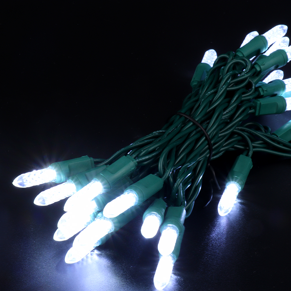For UL Certified M5 Mini LED Christmas String Lights One-Piece Green Cord IP65 Waterproof Multiple Colors for Outdoor Use