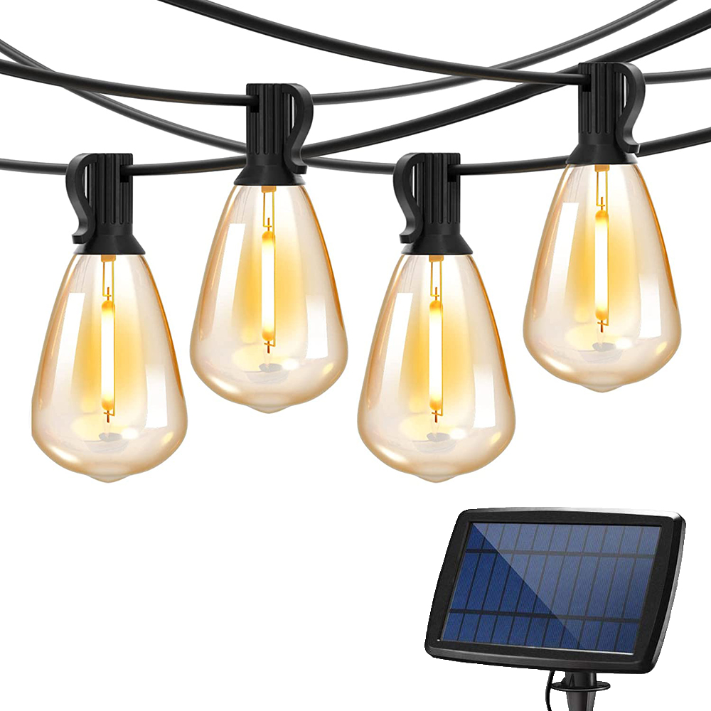 5.77M 10LED Solar Patio String Light Outdoor ST38 Vintage Edison Bulb Garden Hanging Lamp Shatterproof Fairy Lighting for Yard