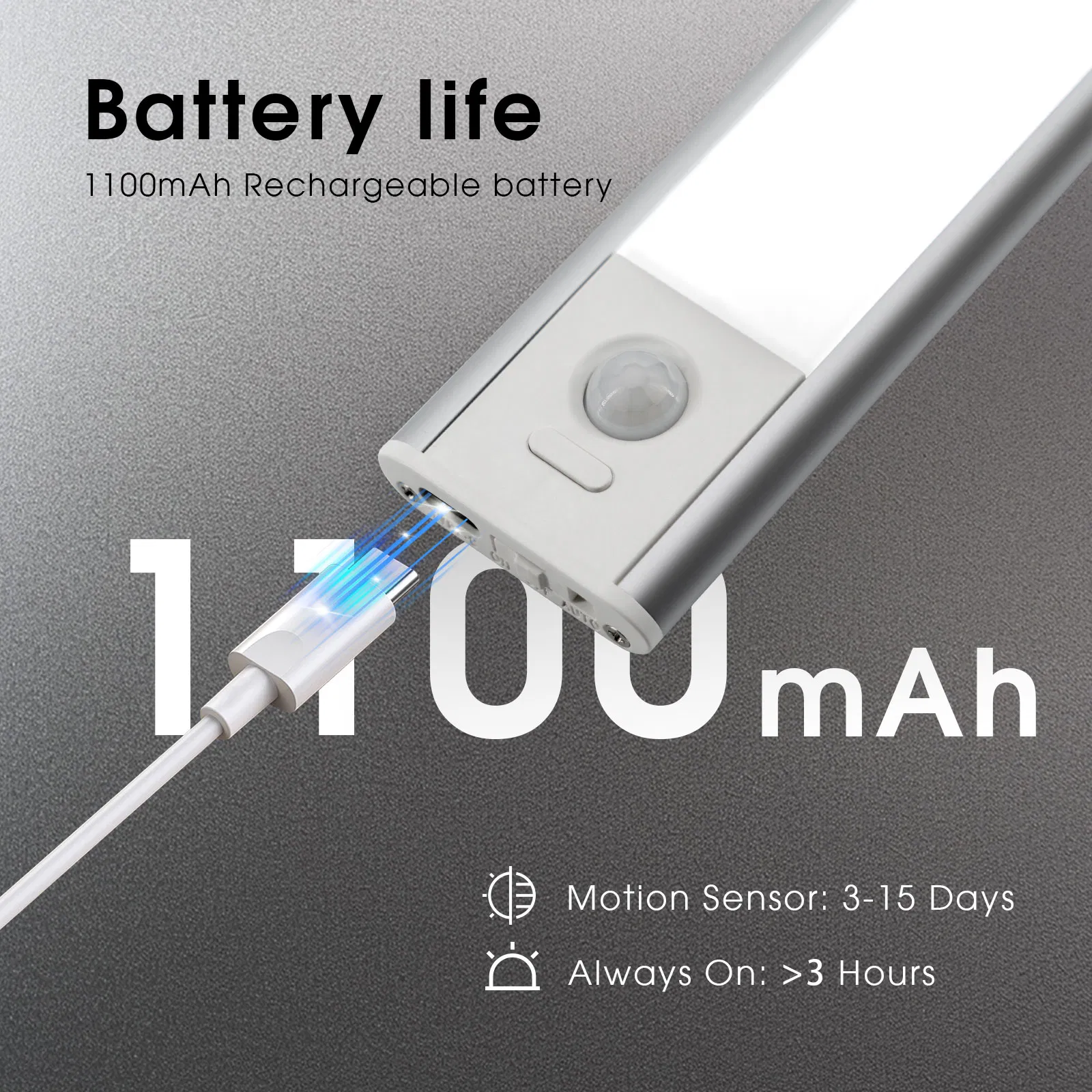 16inch Night Light Battery Operated Rechargeable LED Magnetic Cabinet Light for Kitchen