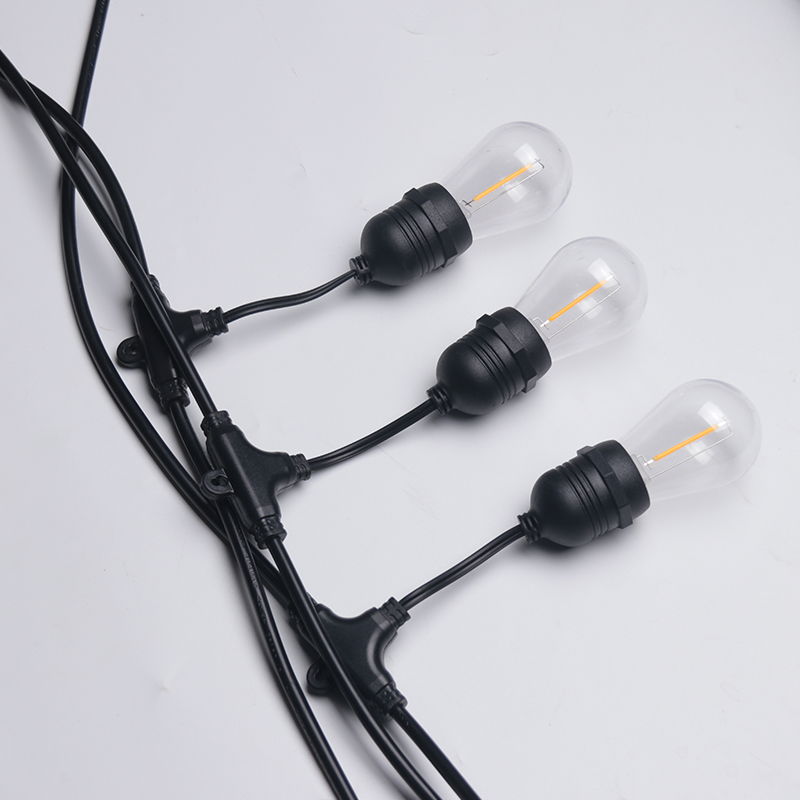 Shatterproof 15 Led Vintage Edison Bulbs Custom S14 Solar Copper Aluminum Wire String Light for Patio Garden
