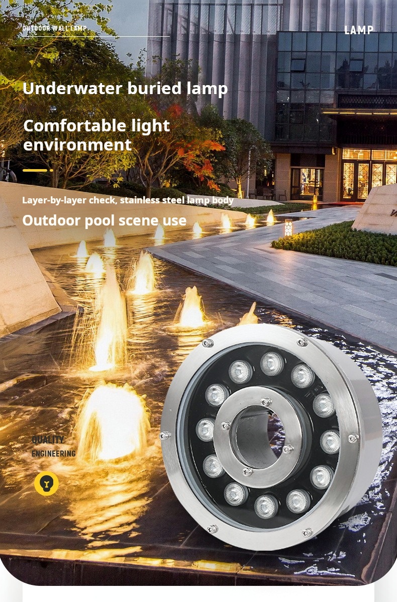 RGB LED Stainless Steel Fountain Light Underwater Conduit Swimming Pool Square Garden Pond Landscape Spotlight IP68 Electric 12V