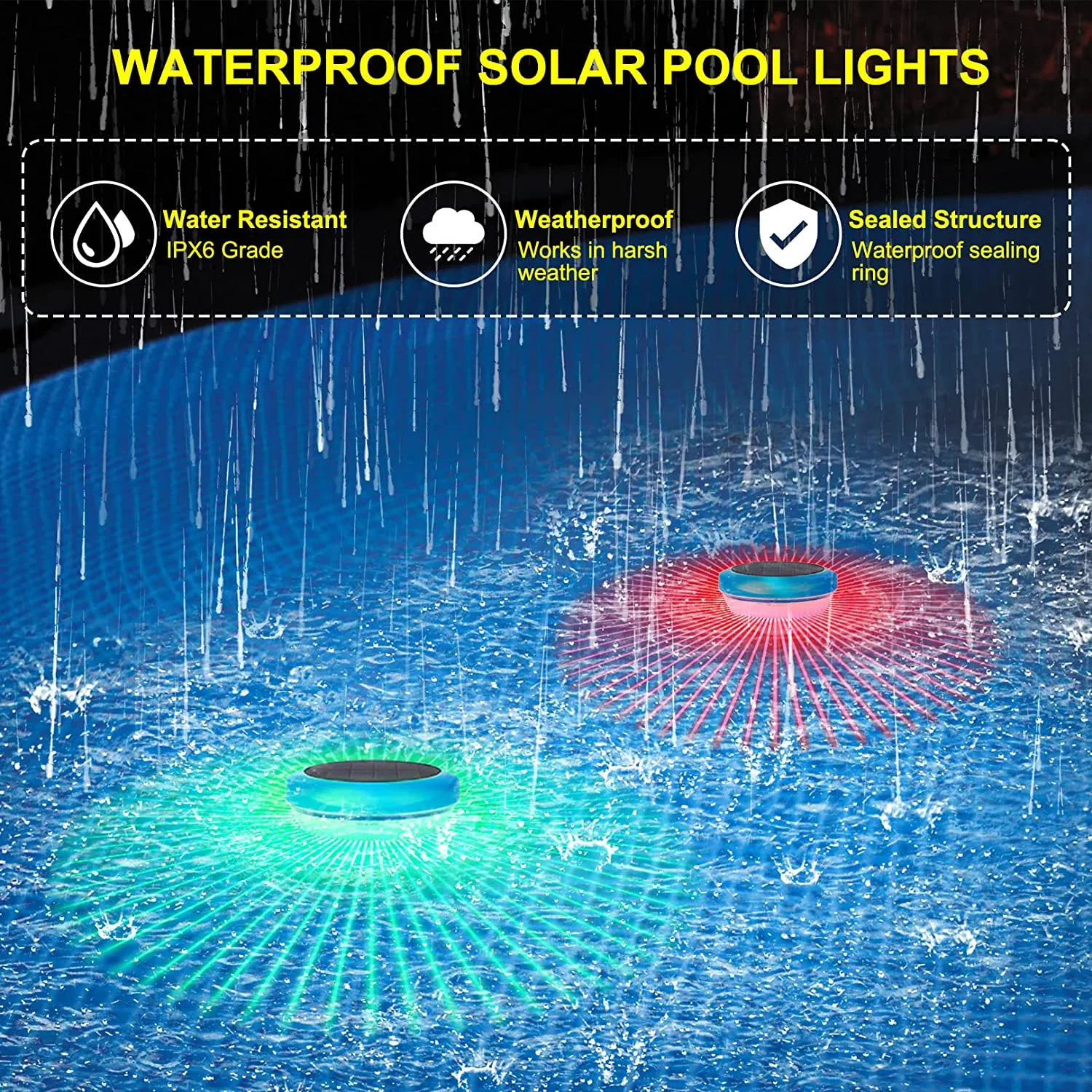 Solar-Powered RGB Color-Changing Floating Pool Lights for Gardens