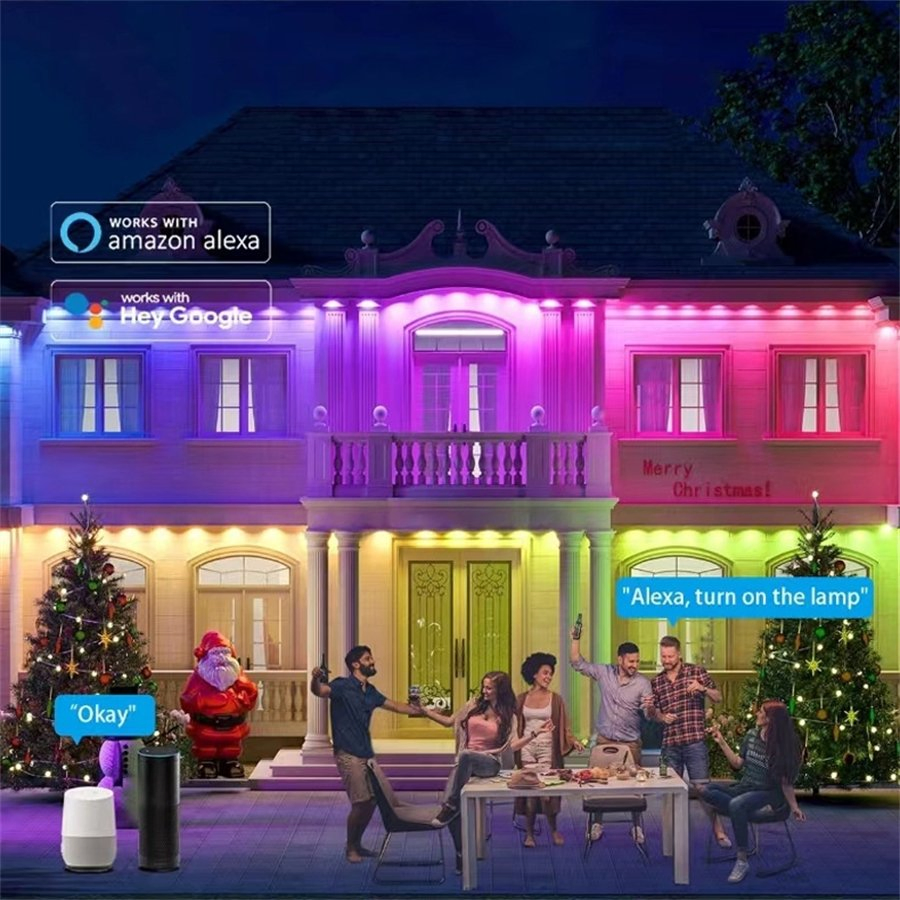 Permanent Outdoor Lights 108FT 72LED Smart Rgbic Eaves Lights Work for Halloween Decorations