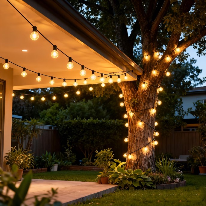 Waterproof G40 Globe LED String Lights, Outdoor Patio Hanging Decor For Camping Canopy, Balcony, Party, Garden Eaves, IP44 Rated