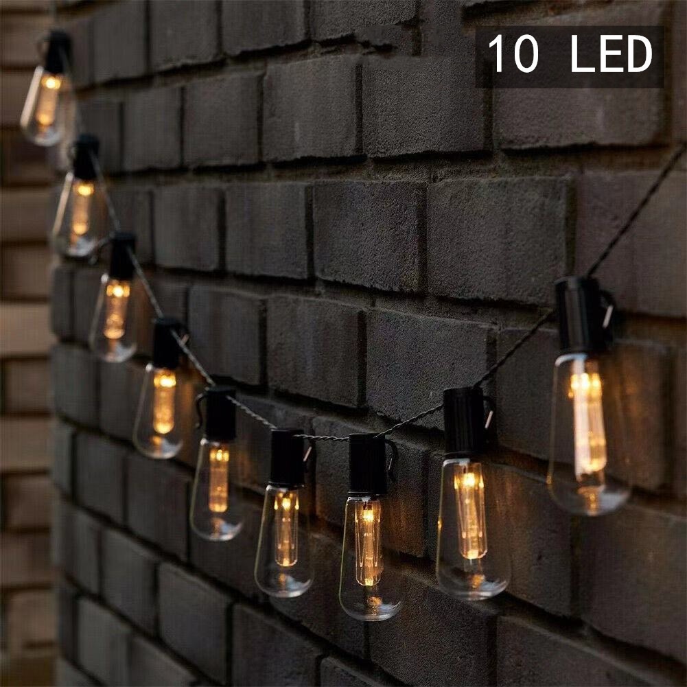 Solar Powered Edison Bulb String Lights Retro Long Courtyard Garden Outdoor Camping Christmas Decorative Atmosphere Light