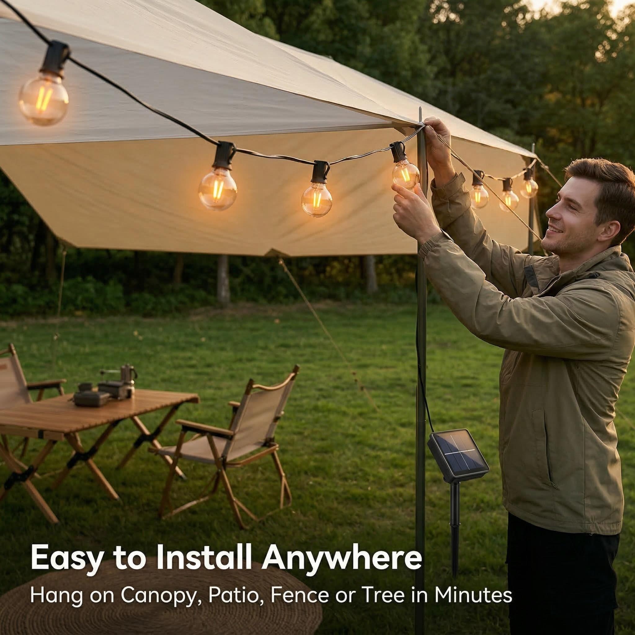 Waterproof G40 Globe LED String Lights, Outdoor Patio Hanging Decor For Camping Canopy, Balcony, Party, Garden Eaves, IP44 Rated