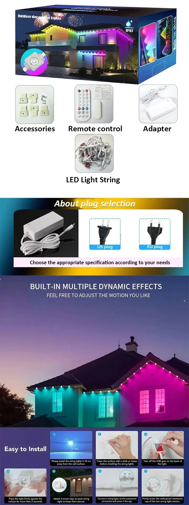 Smart Outdoor Eaves Light Display 4