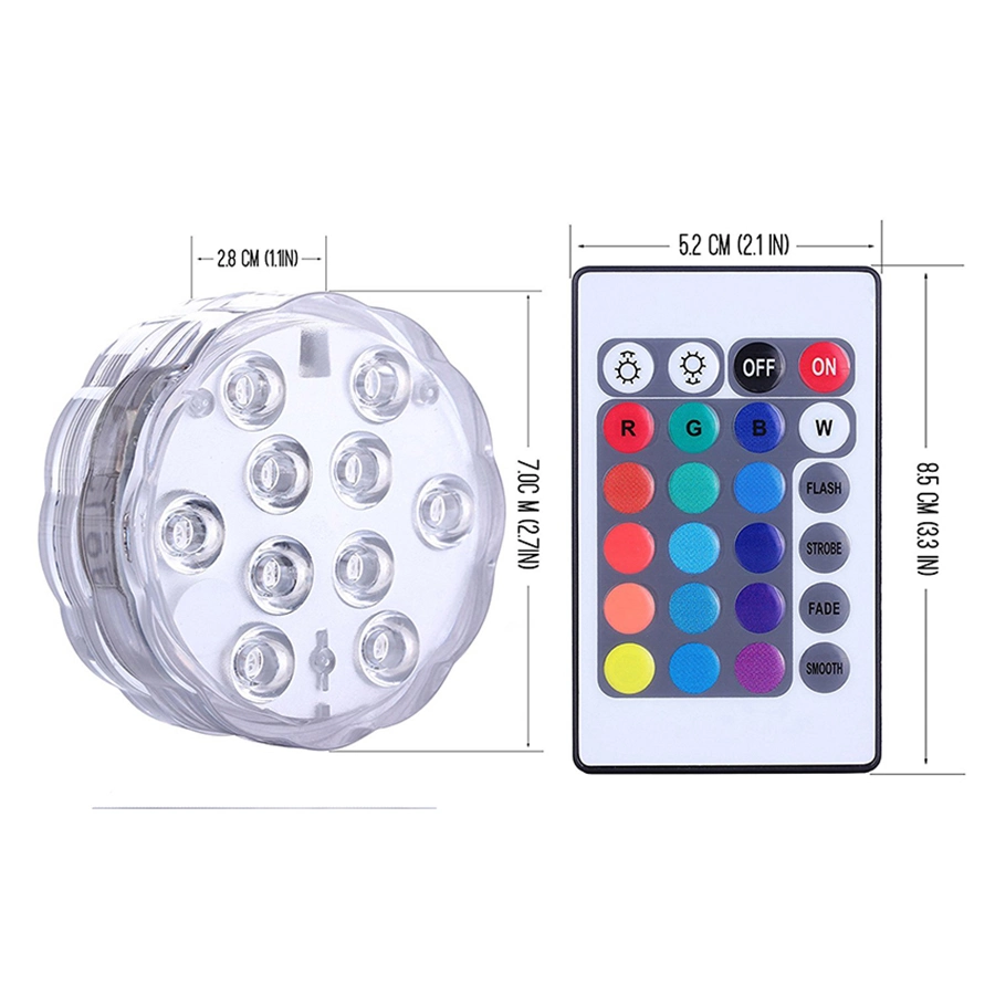 LED Remote Control RGB Submersible Lights with IP68 Waterproof Underwater Lights Pond Swimming Pool Decorative Night Lamps for Aquarium