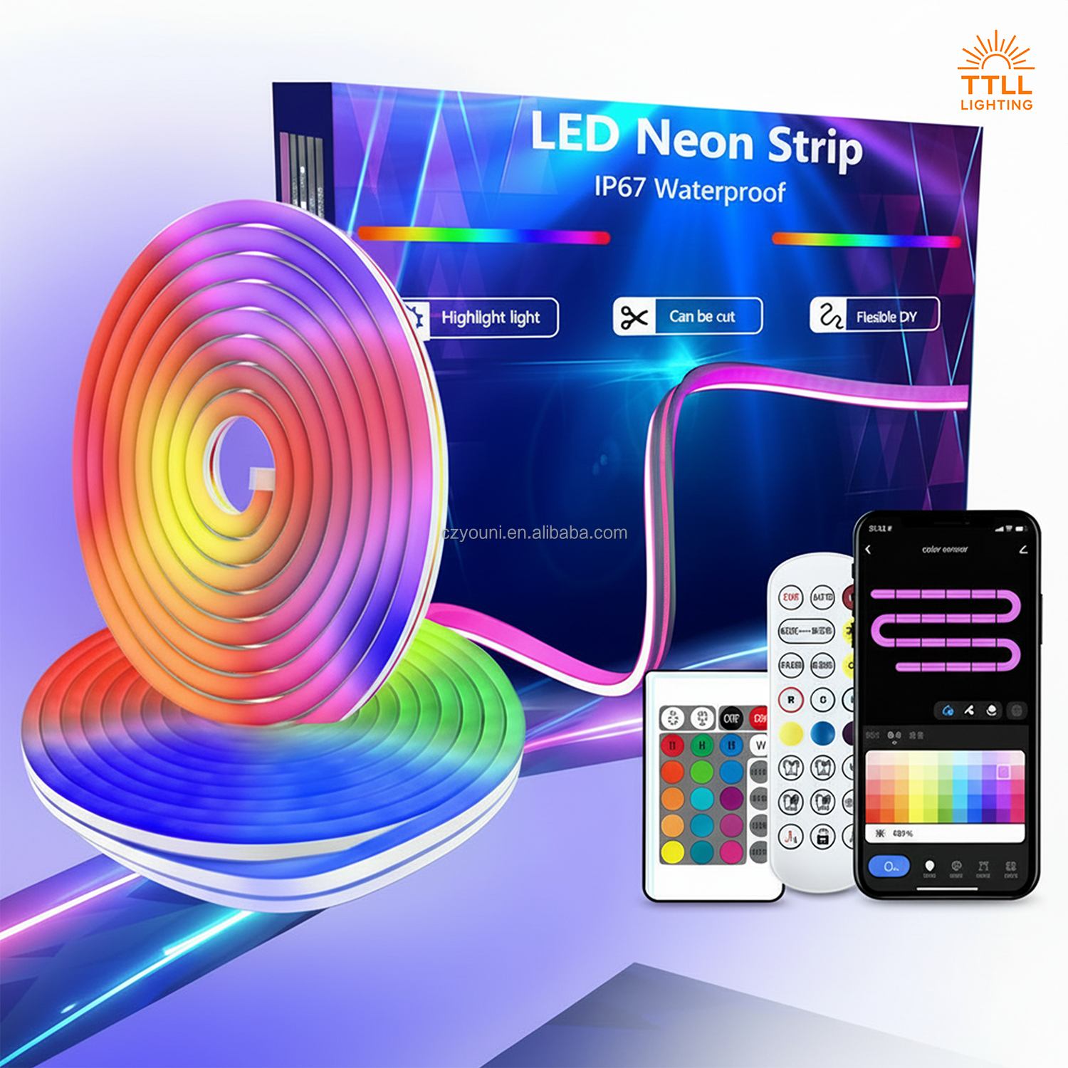 IP65 Waterproof LED Neon Rope Light DC24V Flexible Silicone Neon Strip 120LEDs/m Outdoor Landscape Lighting CE RoHS CB SASO