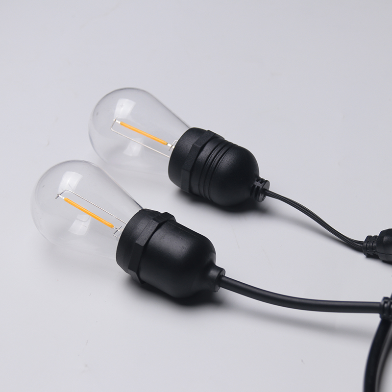 Shatterproof 15 Led Vintage Edison Bulbs Custom S14 Solar Copper Aluminum Wire String Light for Patio Garden