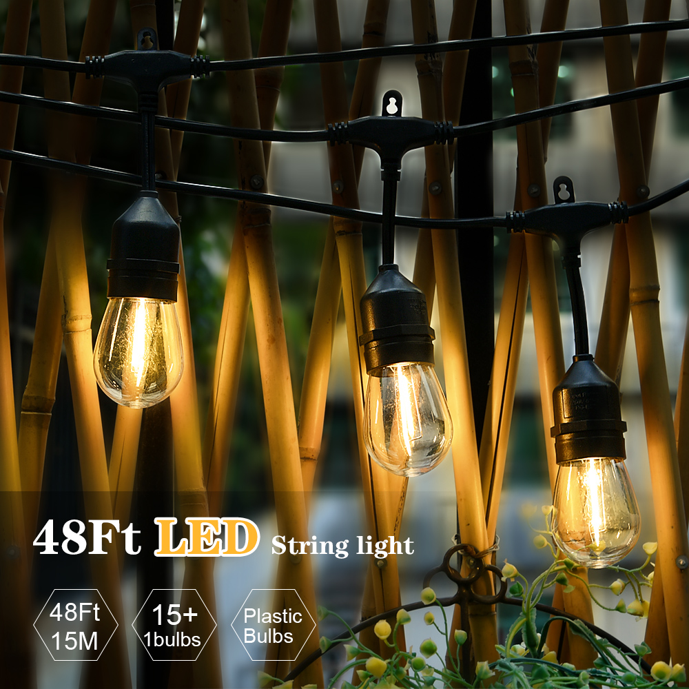 10m 15m 20m S14 LED String Lights E27 Waterproof Outdoor Garland Patio Party Light