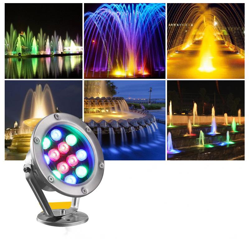 Stainless Steel Underwater LED Lamp for Swimming Pool Fountain IP68 Rated Low Voltage 24V 3-Year Warranty CRI 80 3 Color