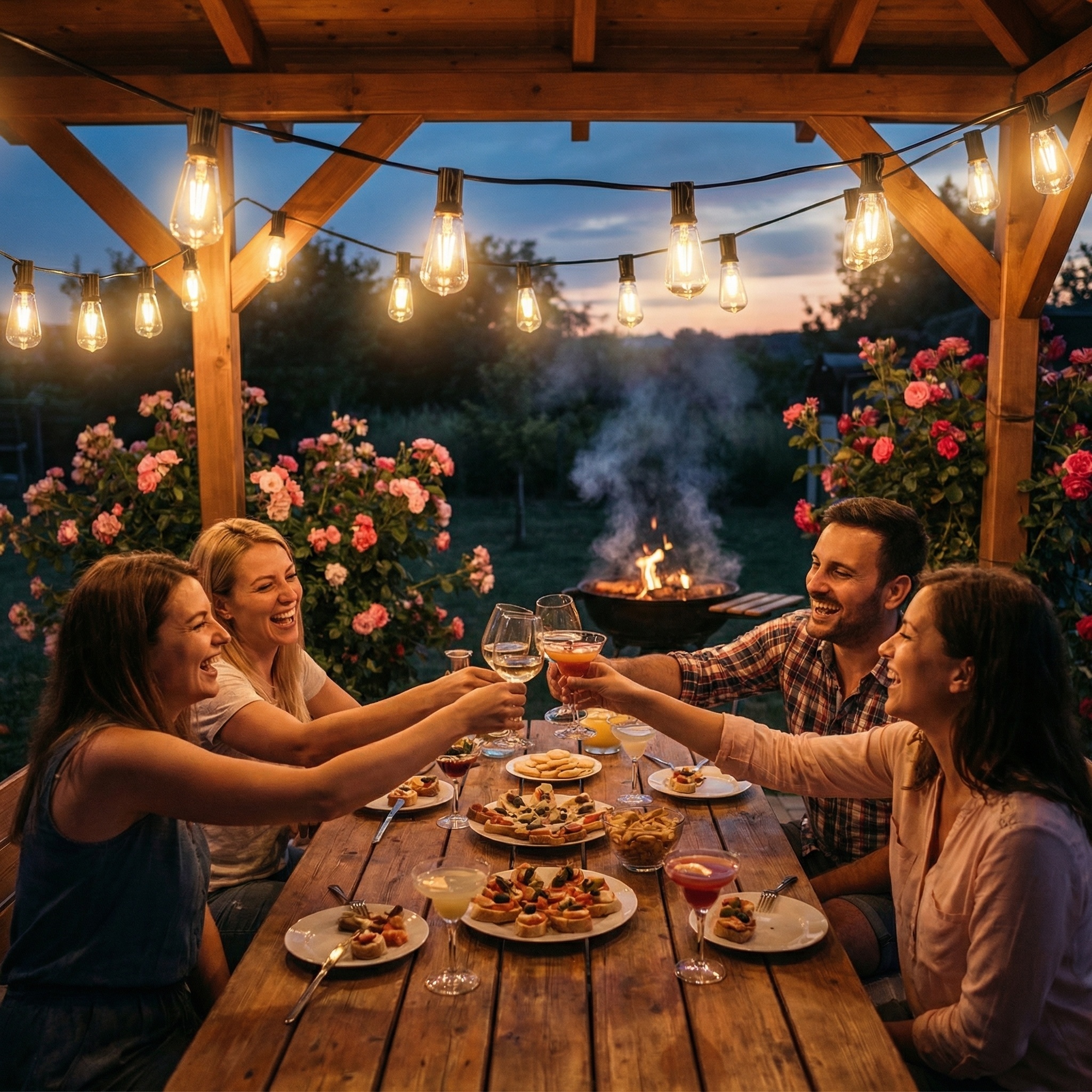 IP65 Waterproof LED Outdoor Edison Bulb ST38 String Lights Commercial Grade Patio Lights for Backyard Garden Wedding Party