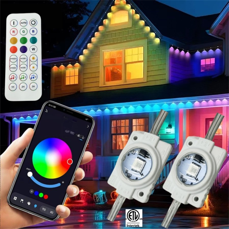 Permanent Outdoor Lights 108FT 72LED Smart Rgbic Eaves Lights Work for Halloween Decorations