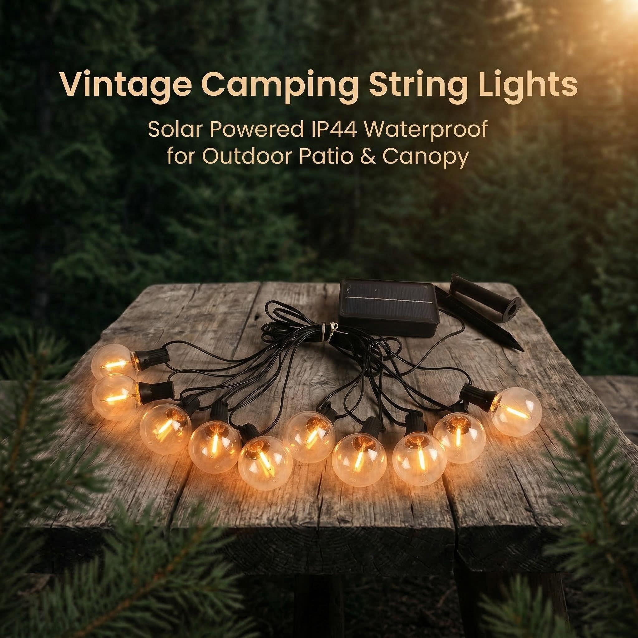 Waterproof G40 Globe LED String Lights, Outdoor Patio Hanging Decor For Camping Canopy, Balcony, Party, Garden Eaves, IP44 Rated