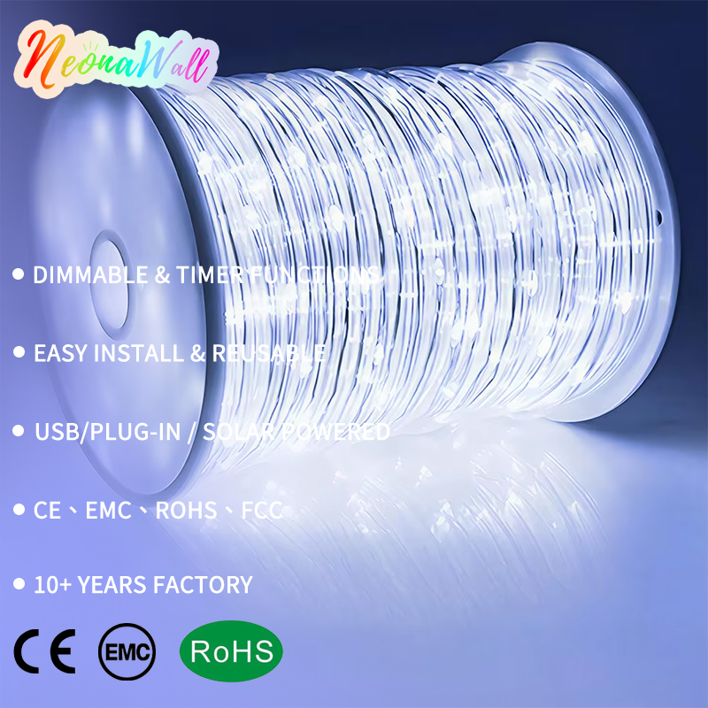 Solar Copper Wire String Lights Outdoor LED Tube Fairy Lights Waterproof for Garden Landscape Party Commercial Projects Decor
