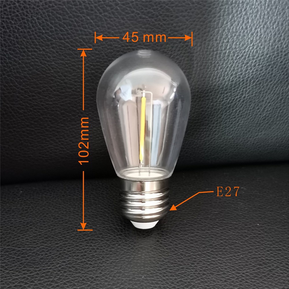 6W 15LED S14 Solar Filament String Lights E27 LED Retro Edison Filament Bulb Outdoor Garden Patio Holiday Wedding Light String