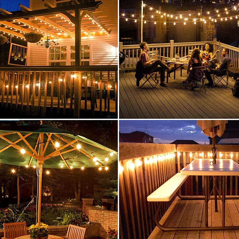 Hanging Dimmable S14 Vintage Edison Bulbs 48ft Outdoor Led Solar String Lights