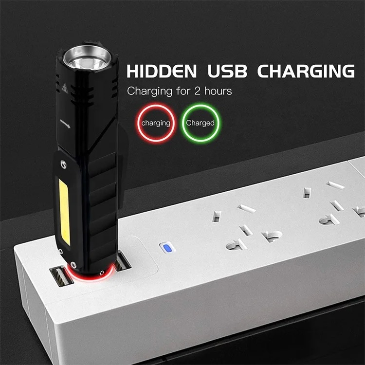 USB Rechargeable COB Magnetic LED Headlight with Pen Clip Work Light Headlights Flashlight