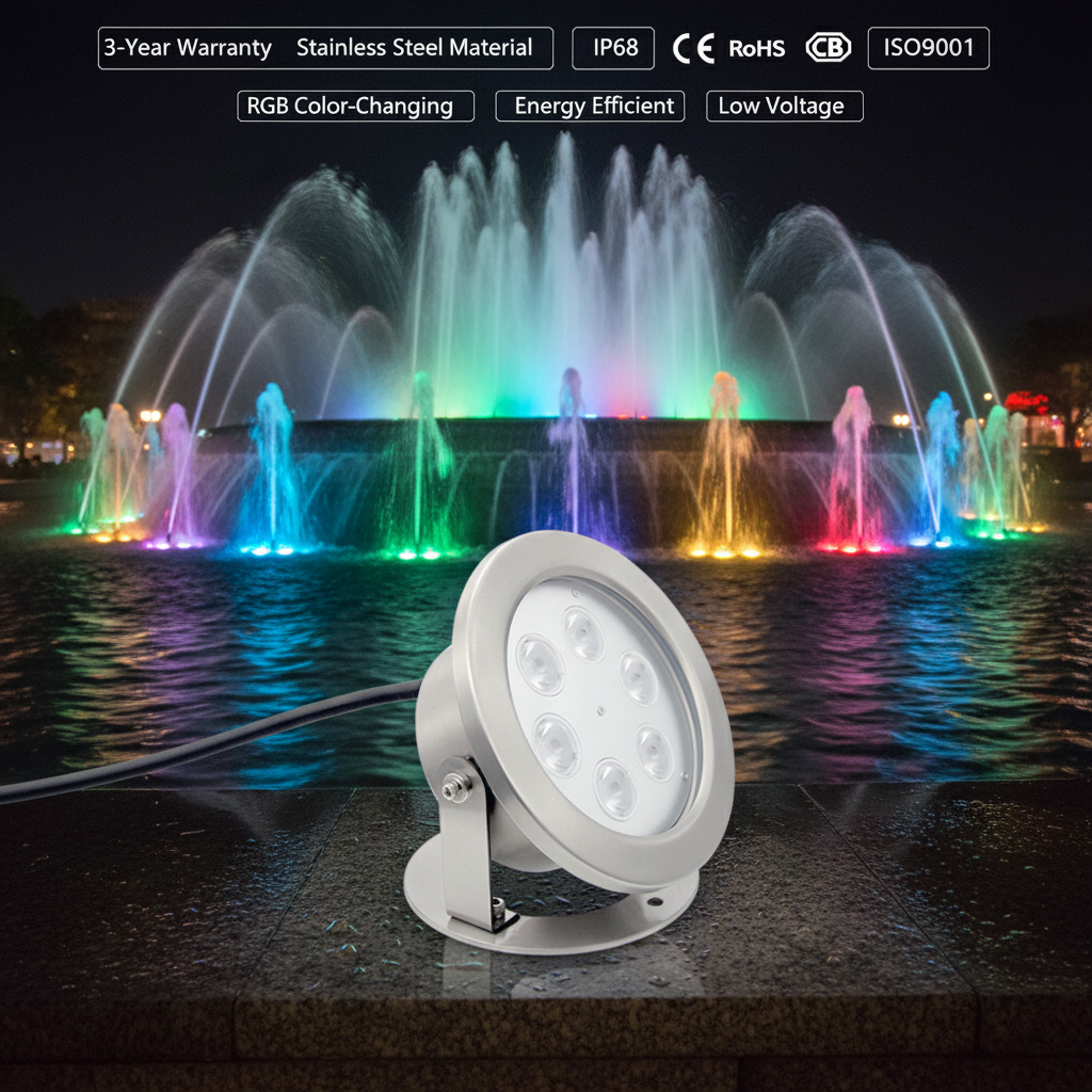 Waterfall Outdoor Dance Music Water 120v Dimmable Rgb Color Changing Underwater LED Fountain Light for Pond Landscape Decoration