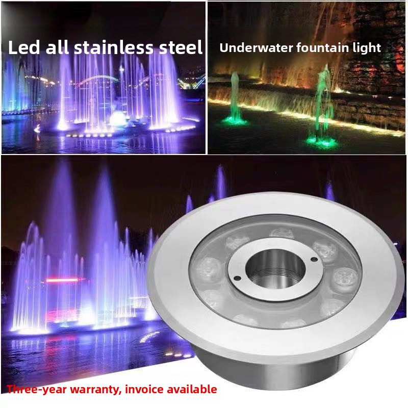 All Stainless Steel Waterproof Colorful LED Underwater Fountain Lamp for Park Landscape Recessed Hole